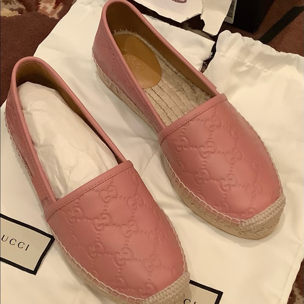 Gucci  leather espadrilles $550.00 NWB and dust bag